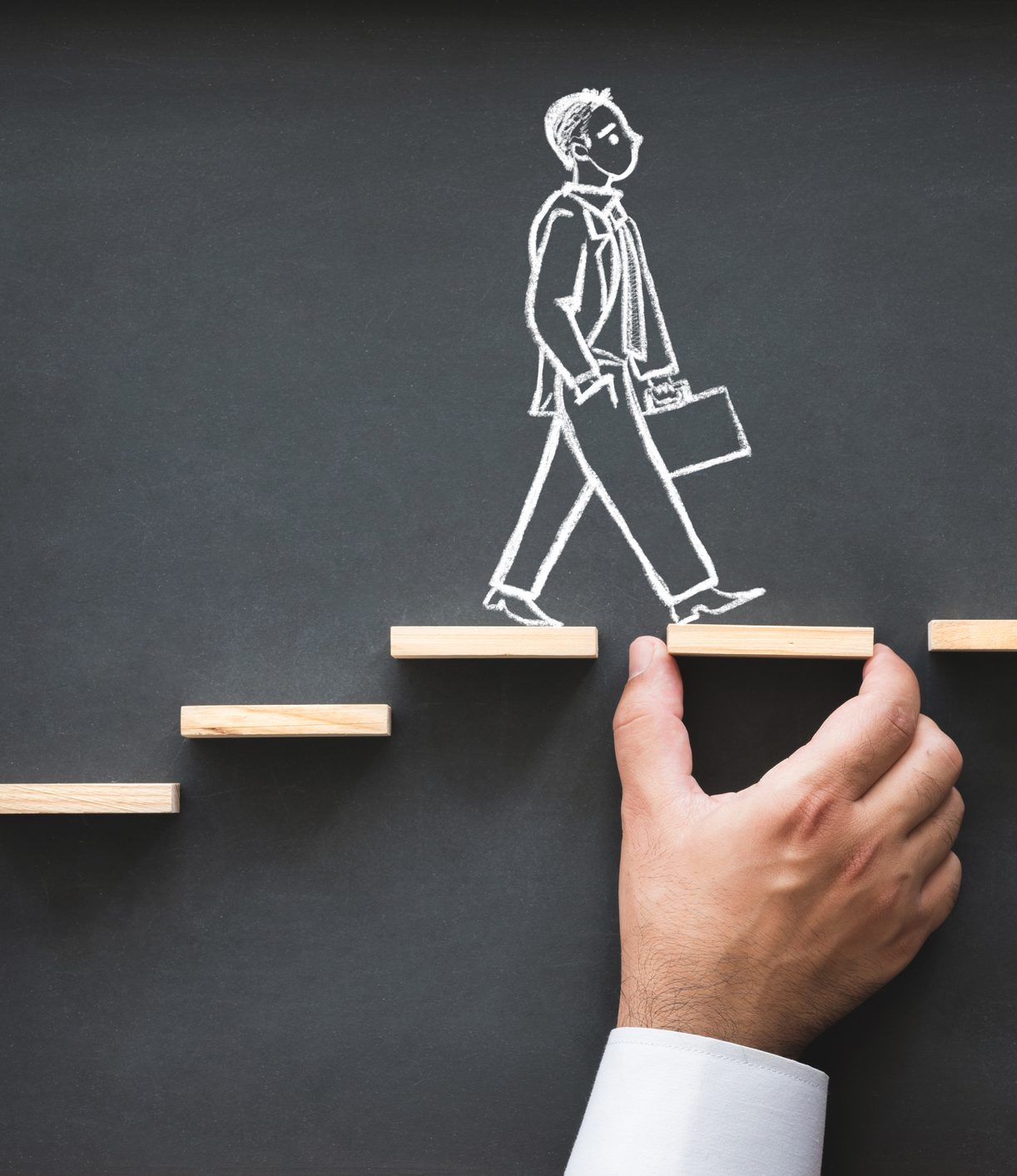 Career Planning and Business Challenge Concept with Hand Drawn Chalk Illustrations on Blackboard