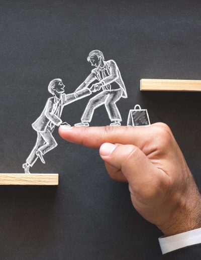 Career Planning and Business Challenge Concept with Hand Drawn Chalk Illustrations on Blackboard